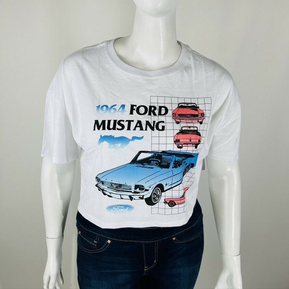New Forever 21 Sz 2X Plus Top Ford Mustang 1964 Top White Cropped NWT - Picture 2 of 7